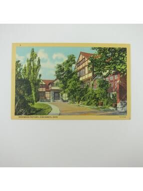Linen Postcard Rookwood Pottery Building Exterior Cincinnati Ohio Tudor Vintage